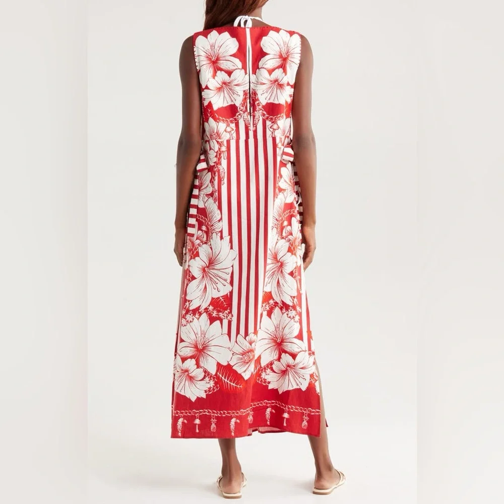 FARM Rio Red and White Floral Swim Coverup - Picture 3 of 7